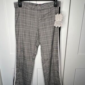 Hot Kiss Side Stripe Plaid Checkered Straight Leg Pants Junior's Size 11 NWT